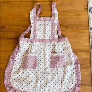 Red and White Floral Apron